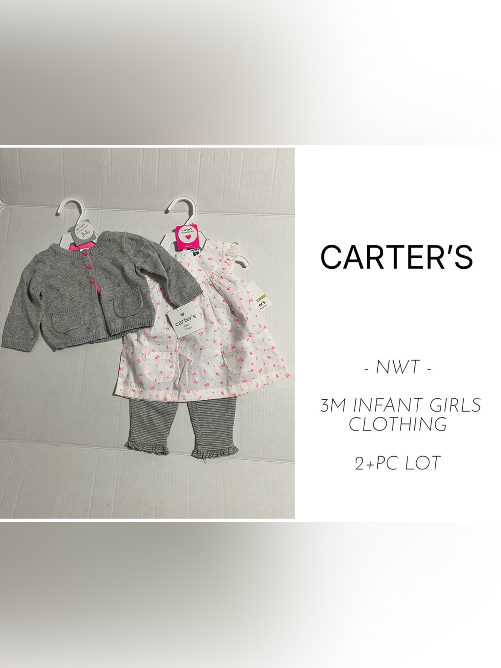CARTER’S - 3M - NWT - INFANT GIRLS 2+PC FLORAL OUTFIT / CARDIGAN LOT